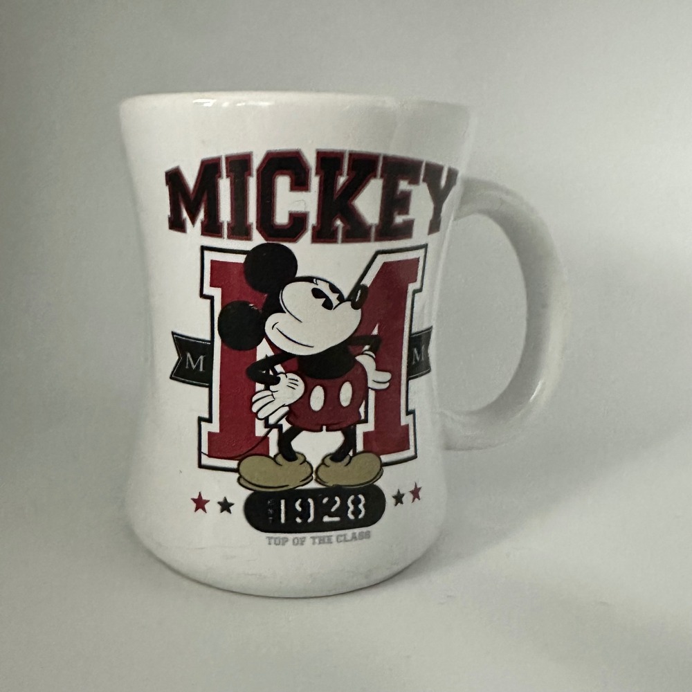 Disney Store Mickey Mouse 1928 Top of the Class Ceramic Coffee Mug White Maroon - Picture 1 of 7